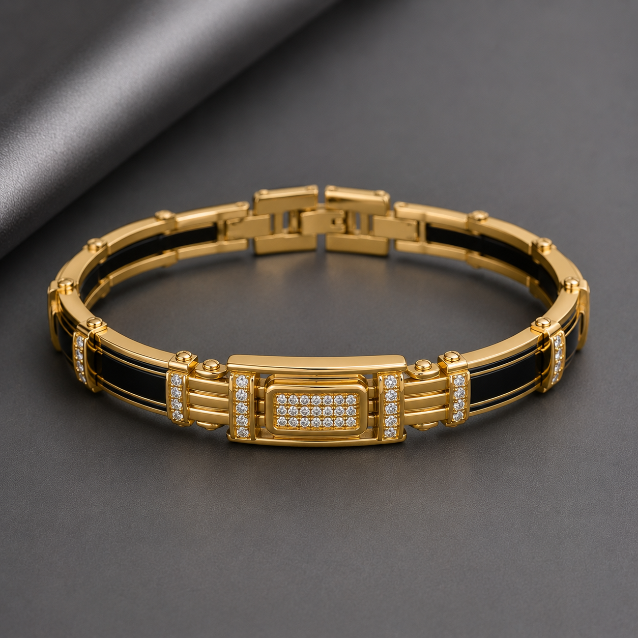 pl mens blacelet daimond gold