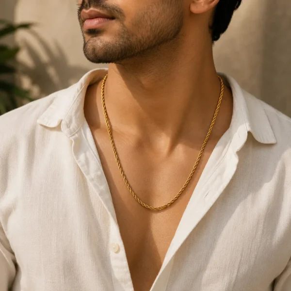 Men Rope Chain 18K Gold Plated