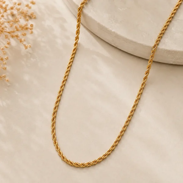 Men rope chain 18k gold plated