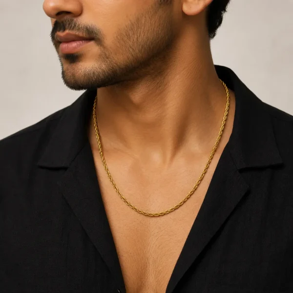 Men Wheat Design Chain 18K Gold Plated