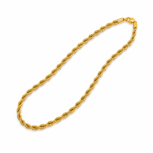 Men rope chain 18k gold plated
