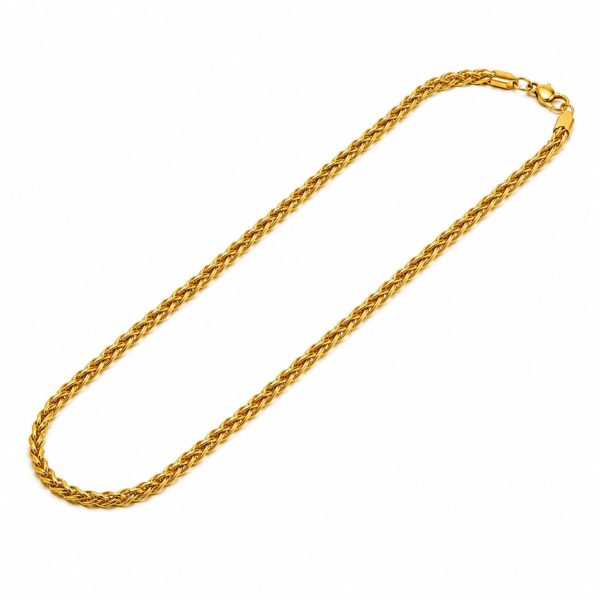 Men wheat design chain 18k gold plated