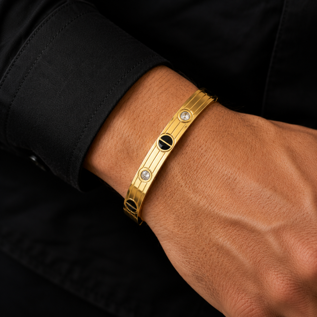 black & diamond gold harmony bracelet