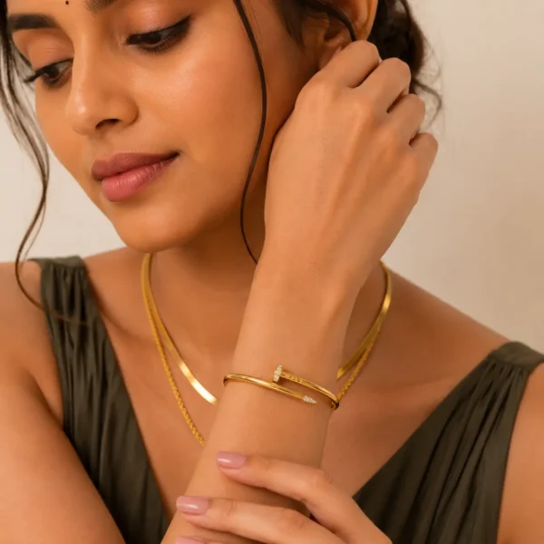 Nail Bracelet 18K Gold Plated