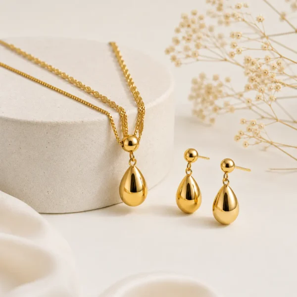 Men melt dot gold plated pendant with chain